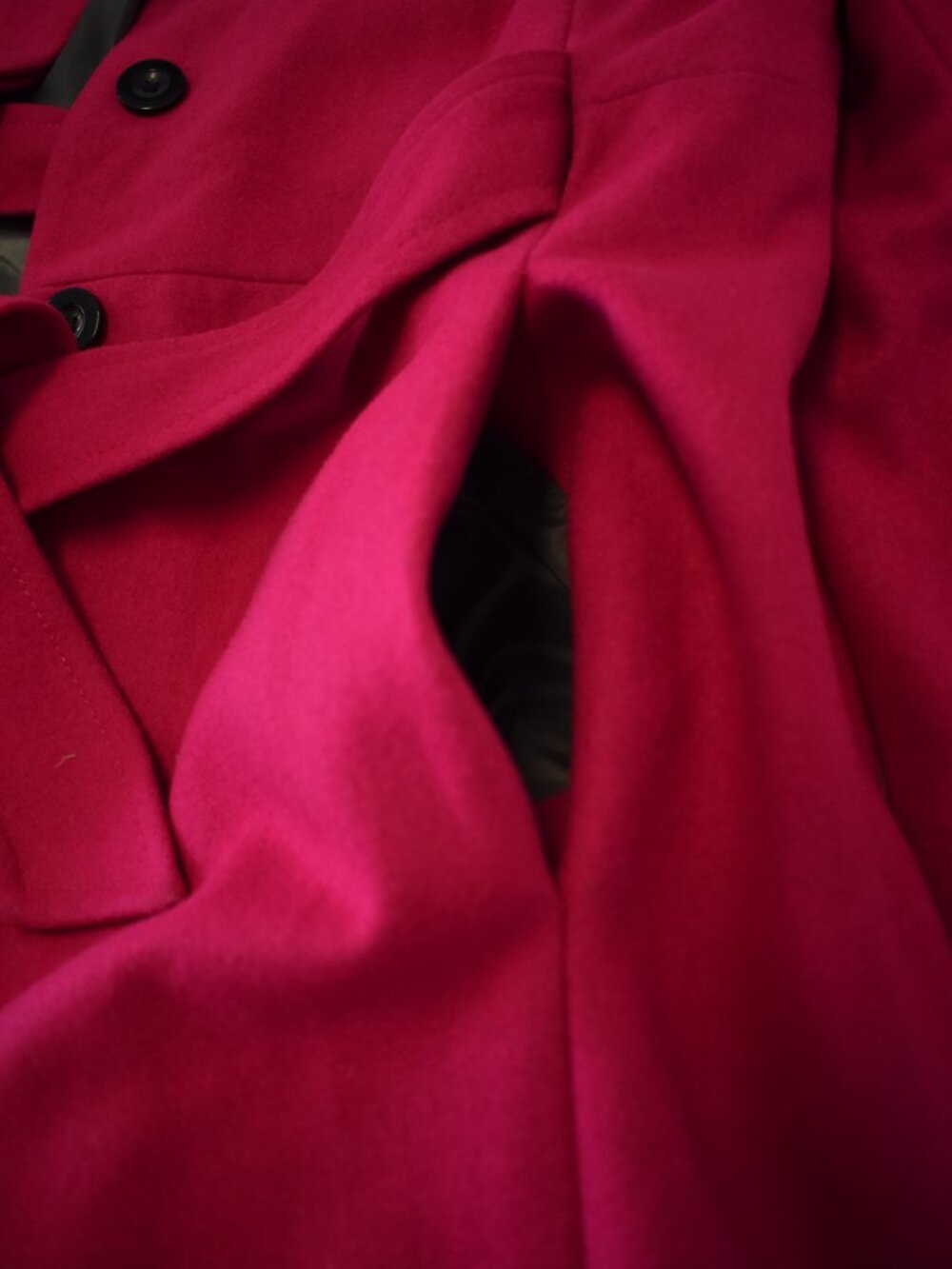 Old Navy Pink Women's Wool Peacoat-Pockets-Bold-Hidden Tie-Lined Size XL - Picture 4 of 10